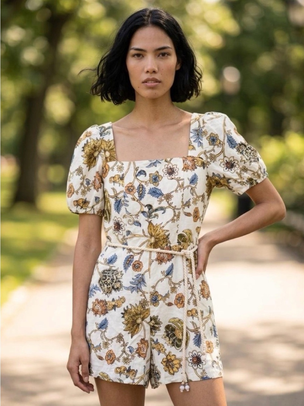 Calypso St. Barth Linen Blend Floral Romper